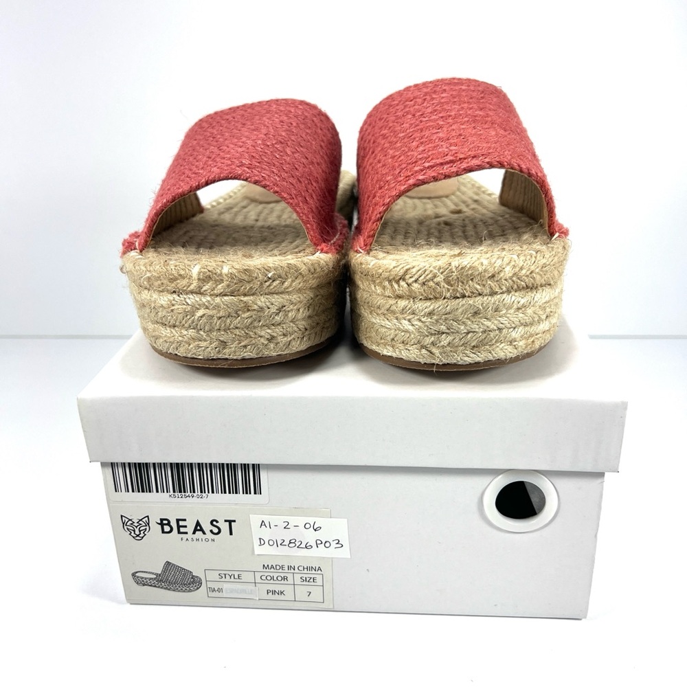 BEAST FASHION Pink Coral Sandals Espadrille Platform Size 7 - Picture 6 of 6